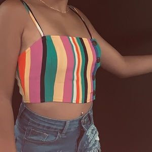 multi color stripe crop